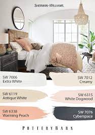 In This Chic Space You Ll Find Airy Sherwin Williams Hues And Natural Accents Contrasting Paint Colors Li Bedroom Paint Colors Remodel Bedroom Guest Bedroom