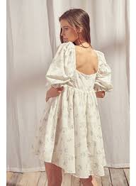 White Blue Floral Babydoll Dress Wildflower Threads