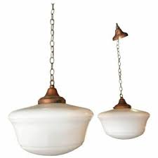 Milk glass lighting fixtures add beauty & quality for generations. Art Deco Milk Glass And Copper Schoolhouse Pendant Lights Ebay