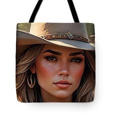 Cowgirl in Grey Hat Close Up Tote Bag by Floyd Snyder