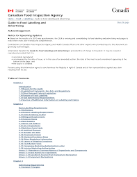 Http Www Alimentheque Com Divers Guidefoodlabellingadvertising Cfia Jan2014 Pdf