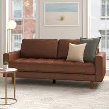 What is the cheapest option available within faux leather sofas? Narrow Depth Leather Sofa Wayfair