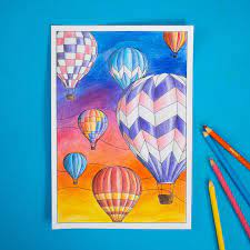 Whimsical hot air balloon coloring page. Hot Air Balloon Coloring Page Sarah Renae Clark Coloring Book Artist And Designer