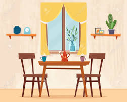 A farmhouse dining room for color lovers 10 photos. Dining Table In Kitchen With Chairs Royalty Free Cliparts Vectors And Stock Illustration Image 97920252