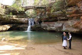 Our Wedding At Old Man S Cave Upper Falls Hocking Hills Ohio Photo By Renee Marteney Atboulder Hocking Hills Wedding Hocking Hills State Park Ohio Wedding