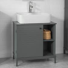 Sobuy Mobile Sottolavabo Per Bagno L60 P30 A62cm Con Armadietto E Cubi Porta Oggetti Grigio Stile Industriale Bzr24 Dg Armadietto Scaffale Da Bagno Bagno