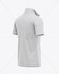 Download Italian Raised Collar Short Sleeve Polo Shirt Back Half Side View In Apparel Mockups On Yellow Images Object Mockups