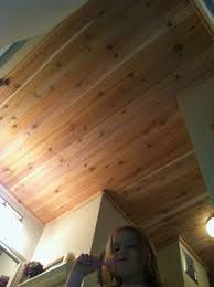 Prime and paint your planks with a brush. Cedar Plank Bathroom Ceiling And A Cute Face Small Apartment Bathroom Small Bathroom Master Bathroom Renovation
