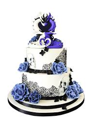 Skulls And Dragons Black And Blue Wedding Cake Black Lace Skull Wedding Cakes Wedding Cakes Blue Skull Wedding