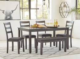 Bridson Gray Rectangular Table Set 6 Cn Dining Room Table Dining Table Chairs Transitional Dining Tables