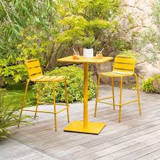 Table Haute De Jardin Phuket Jaune Moutarde En 2020 Table Haute Table Verte Table Et Chaises