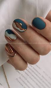 Especially for a bride who will have many close up pictures. Trendy Fall Nail Designs To Wear In 2020 Matte Blue And Metallic Gold Nails