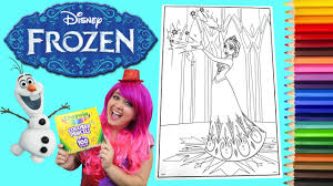 Printable elsa frozen ice castle disney coloring page. Coloring Queen Elsa Disney Frozen Giant Coloring Book Page Crayola Colored Pencil Kimmi The Clown Youtube