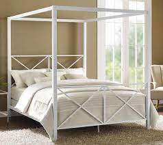 Make bedtime more enticing with the dhp canopy metal bed. Full Queen White Metal Canopy Bed Frame Criss Cross Headboard Footboard Rails Ebay