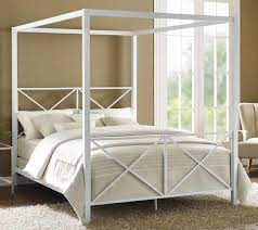 Shop our queen canopy beds selection from top sellers and makers around the world. Full Queen White Metal Canopy Bed Frame Criss Cross Headboard Footboard Rails Ebay