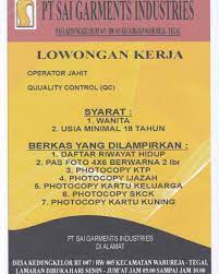 Loker pabrik garment ungaran, pt. Perusahaan Garmen Di Tegal Buka Lowongan Kerja Jurnalpemalang Com