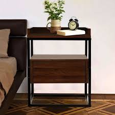 Wooden contemporary pink drawer bedside table for bedroom, number of drawer: Eve 1 Drawer Bedside Table Walnut Bedside Table Home Decor Bedroom Industrial Style Bedside Table