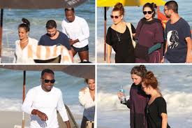 Thiaguinho, Peixinho, Fernanda Souza e Eduarda são flagrados na praia