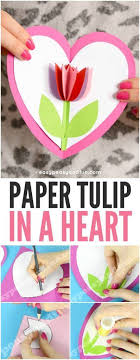 Už jste někdy slavili den otců? Paper Tulip In A Heart Valentine Crafts Valentine Day Crafts Valentines Cards