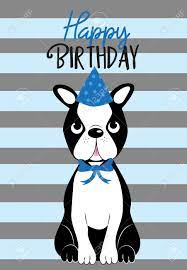25% off with code savingztoday. Happy Birthday Text With Cute Boston Terrier On Striped Pattern Royalty Free Cliparts Vectors And Stock Illustration Image 149324492