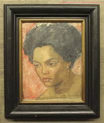 Oljemålning, Okänd konstnär, negress, signerad Leonard