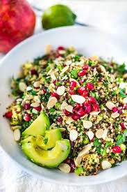 Vegan Quinoa Salad With Pomegranate Seeds Almonds Feasting At Home Recipe Healthy Recipes Vegan Quinoa Salad Whole Food Recipes