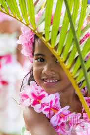 Girl With Plumeria Lei Before a Keiki Hula Performance, O'ahu