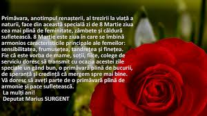 In aceasta zi mamico, care este un moment aparte pentru tine. Mesaj 8 Martie Deputat Pnl Hunedoara Marius Surgent Gazeta De Dimineata
