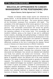 MOLECULAR APPROACHES TO CANCER MANAGEMENT IN THE POSTGENOMIC ERA