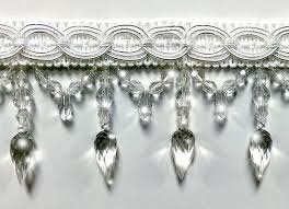 Crystal Clear White Designer Chandelier Beaded Fringe Etsy Beaded Fringe Drapery Trim Crystals