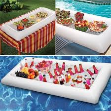 Inflatable Pool Float Drink Holder Ice Bucket Salad Bar Floating Table Pool Float Drink Holders Floats Drinks Inflatable Pool Floats