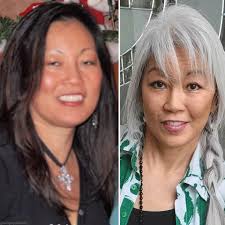 Gray hair with red highlights