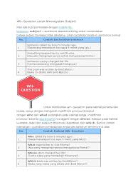 Contoh soal wh question beserta jawabannya. Wh Question Pdf