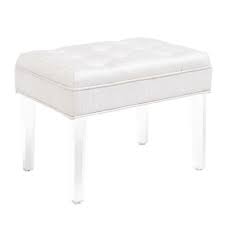 This modern vanity stool rests on a brilliant base crafted of durable metal featured in your choice of available metallic finish. Delray Vanity Bench In Pearl Bed Bath Beyond