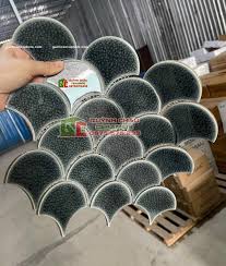 Gạch mosaic vảy cá men rạn 2 lớp màu xanh đen cao cấp giá rẻ
