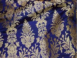 Navy Blue Brocade Fabric By The Yard Benarse Brocade Fabric Jacquard Fabric Wedding Dress Fabric Indian Banarasi Fabri Brocade Fabric Wedding Fabric Brocade