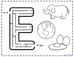 Preschool Alphabet Mazes Free Printables With Large Letter Maze And Beginning Sound Coloring Pictures For Alphabet Preschool Preschool Letters Letter E Craft