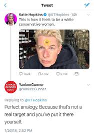 Katie hopkins is on twitter known as @kthopkins. Twitter Banned Katie Hopkins Time To Bring Back My Favorite Tweet Whitepeopletwitter