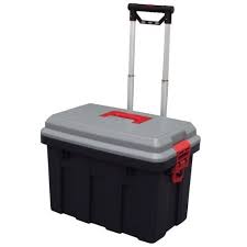 Steel cabinets combine with unbreakable polyethylene bins to create an efficient, secure storage system. Storage Trunk W Wheels Extendable Handle Rolling Garage Storage Box Rv 650 Iris Ohyama Storage Bins With Wheels Storage Containers With Wheels Storage Trunk