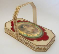 French Eglomise And Card Perfume Basket C1860 Schmuckkastchen Alte Dosen Schachteln