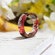Epoxy Clear Wood Resin Ring Handmade Dried Flower Epoxy Ring For Women Glam Circle Resin Ring Vintage Jewellery Rings Handmade Ring