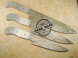 Low to high sort by price: Lot Of 3 Pcs Professional Kitchen Chef S Knife Blank Blade Custom