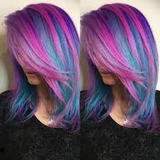 Blue bob hairstyle with purple ombre. 20 Blue And Purple Hair Ideas