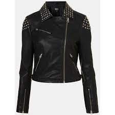 Topshop Studded Faux Leather Biker Jacket Polyvore Zhenskie Kurtki Uyutnye Naryady Kurtka
