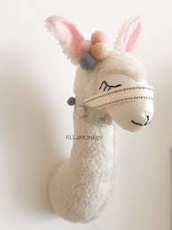 Llama Faux Head Taxidermy Felt Animal Head Wall Decor Baby Room Stuffed Animal Head Wall Mo Animal Head Wall Mount Animal Head Wall Decor Animal Head Decor