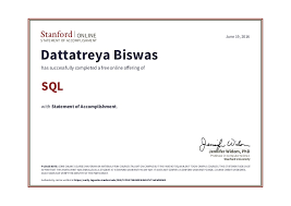 This type of application of technology to the educational arena has be. Stanford Sql Certification