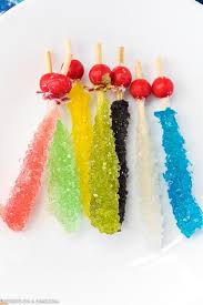 To make this delicious treat you need to gather up some wooden skewers, water, sugar, clothespins, glass jars/glasses, and food coloring. Homemade Rock Candy Recipe How To Make Homemade Rock Candy