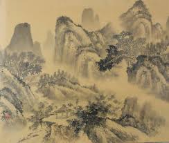 Antique Chinese Ink And Wash Painting On Silk Mountain Landscape Signed Framed Ebay