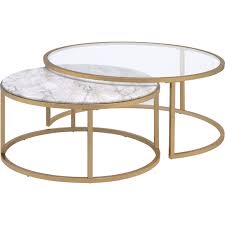 Acme Furniture 81110 Shanish 2 Piece Nesting Table Set Faux Marble Gold In 2020 Nesting Coffee Tables Gold Nesting Coffee Table Coffee Table