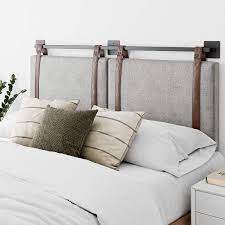 Nathan james harlow 72 in king wall mount gray upholstered headboard adjustable brown leather straps and black metal rail 94202 the home depot / a king. Amazon Com Nathan James Harlow Wall Mount Faux Leather Or Fabric Upholstered Headboard Adjustable Height Vintage Brown Straps With Black Matte Metal Rail Full Queen Gray
